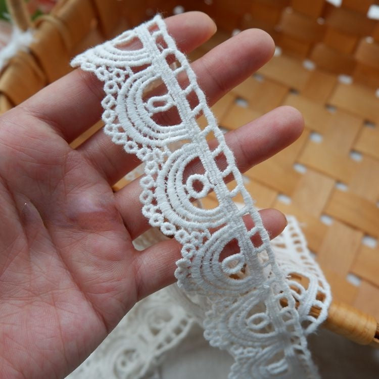White Lace Floral Trims Width 3 cm LT0159-Lace Fabric Shop
