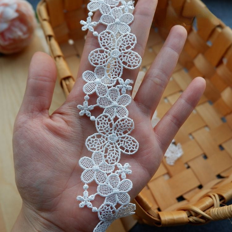 3D Leaf White Black Clothes Lace Trim LT0229-Lace Fabric Shop
