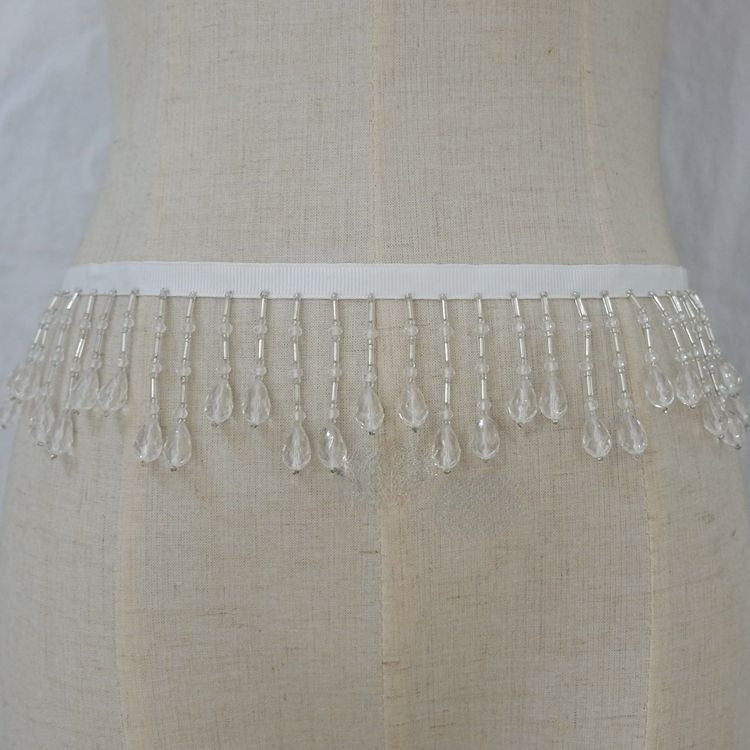Cuff Hem Tassel Beaded Trim Decoration BT0067-Lace Fabric Shop