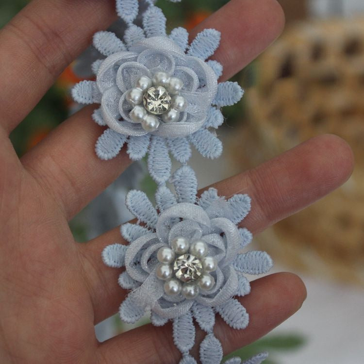 Pearl Beaded Floral Lace Trim Fabrics BT0034-Lace Fabric Shop