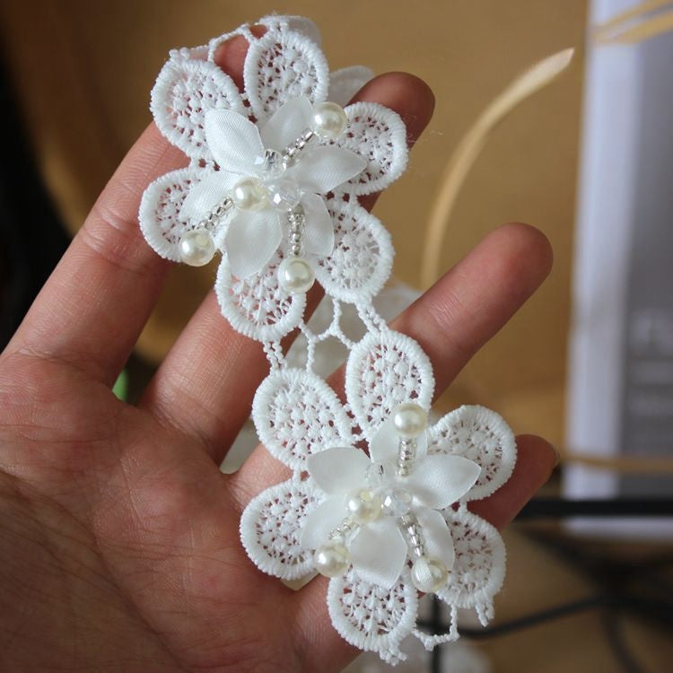 3D Beaded Floral Lace Trimming BT0053-Lace Fabric Shop