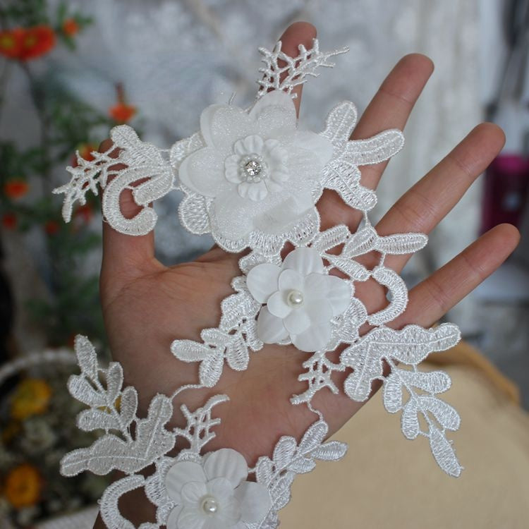 Beads Lace Trimming Single Flower BT0011-Lace Fabric Shop