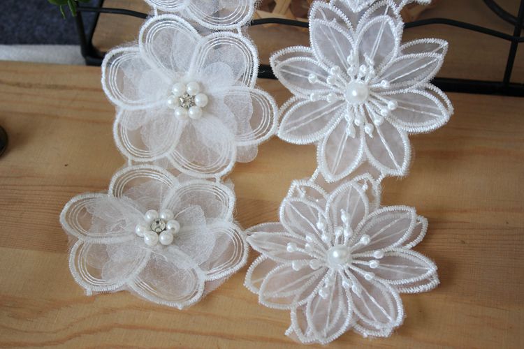 3D Beading Floral Lace Trim BT0057-Lace Fabric Shop