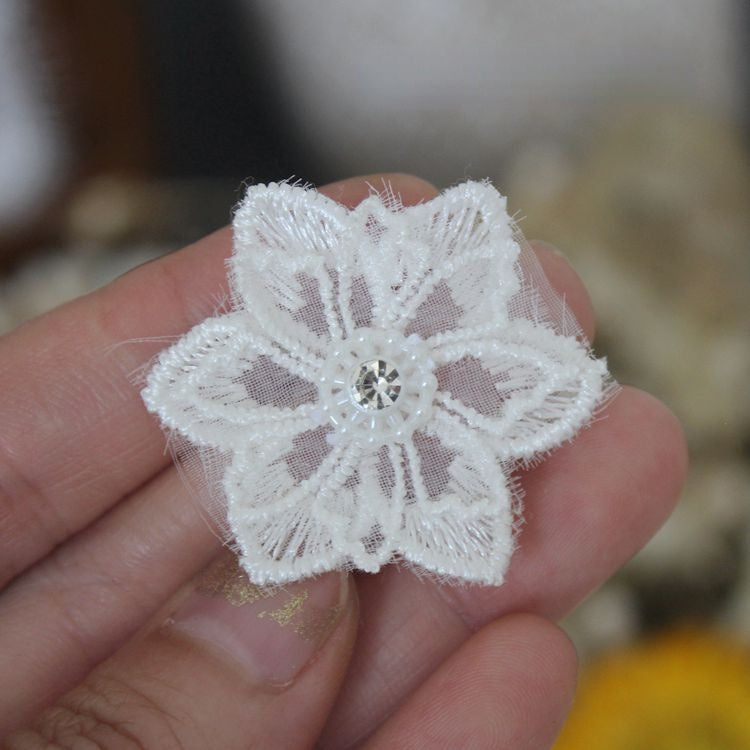 Lace Bead Trimming Single Floral BT0030-Lace Fabric Shop