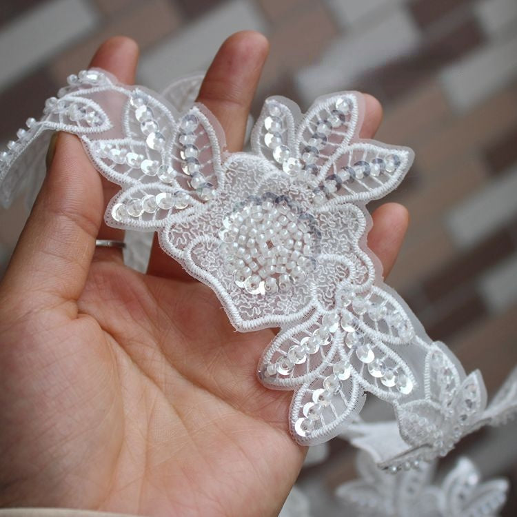 Wedding Sequin Beaded Lace Trim Decoration BT0087-Lace Fabric Shop