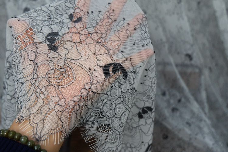 Grey Chantilly Lace Fabric Width 150 cm CHL0107-Lace Fabric Shop