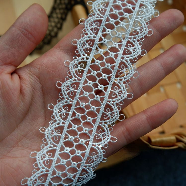 Guipure 3D White Black Lace Trim LT0226-Lace Fabric Shop