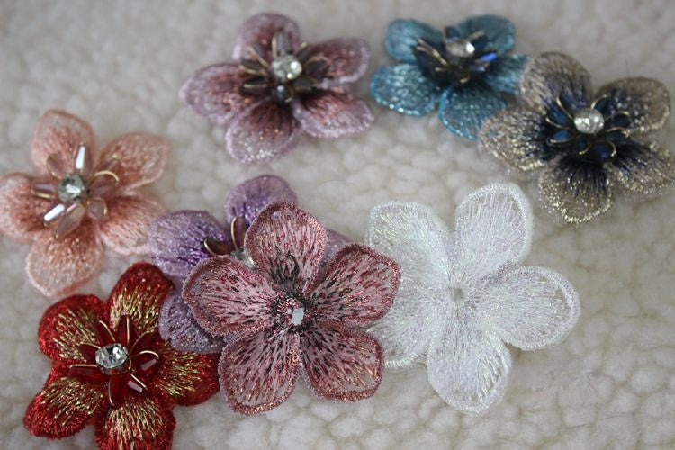 Embroidery Beaded Flower Headdress Material EA0030-Lace Fabric Shop