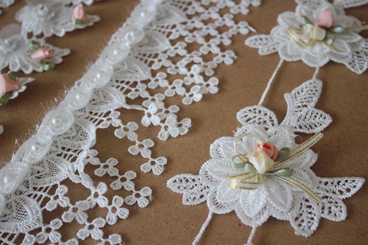3D Beaded Lace Flower Trim Dress Material BT0089-Lace Fabric Shop