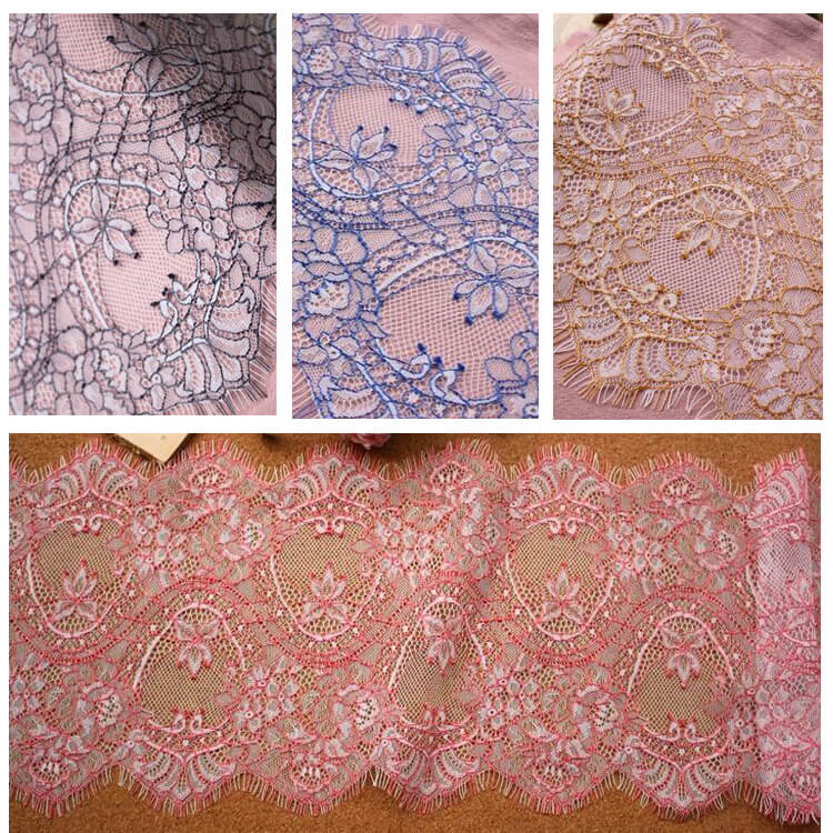Double Color Lace Trim Width 23 cm CL0043-Lace Fabric Shop