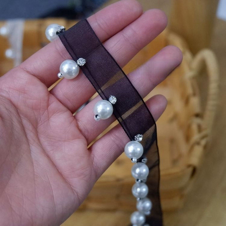 Ribbon Beaded Lace Trims Fabric BT0021-Lace Fabric Shop