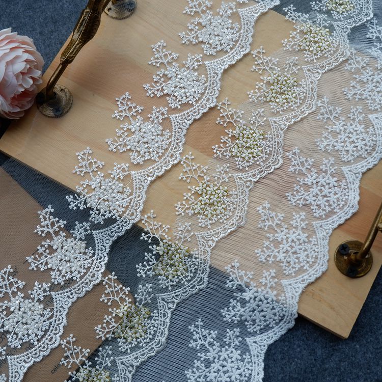 Embroidery Tulle Width 10 cm TF0008-Lace Fabric Shop