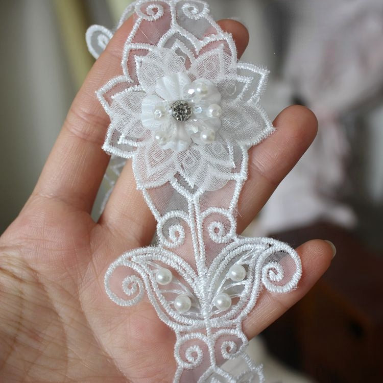 Embroidery 3D Flower Beaded Lace Trims BT0122-Lace Fabric Shop