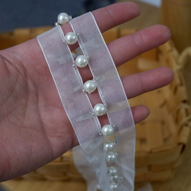 Ribbon Beaded Lace Trims Fabric BT0021-Lace Fabric Shop