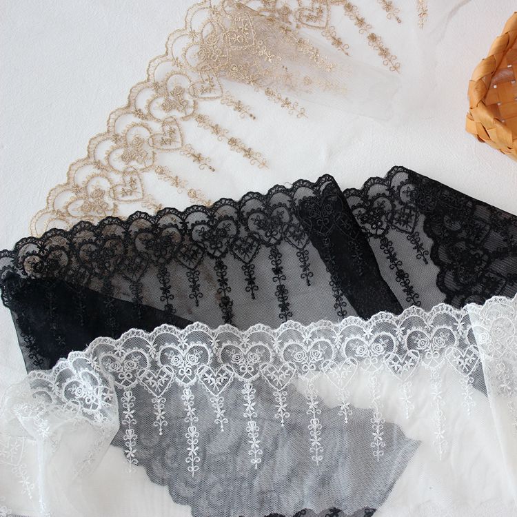 Embroidery Love Tulle Lace Trim Width 16 cm CL0079-Lace Fabric Shop