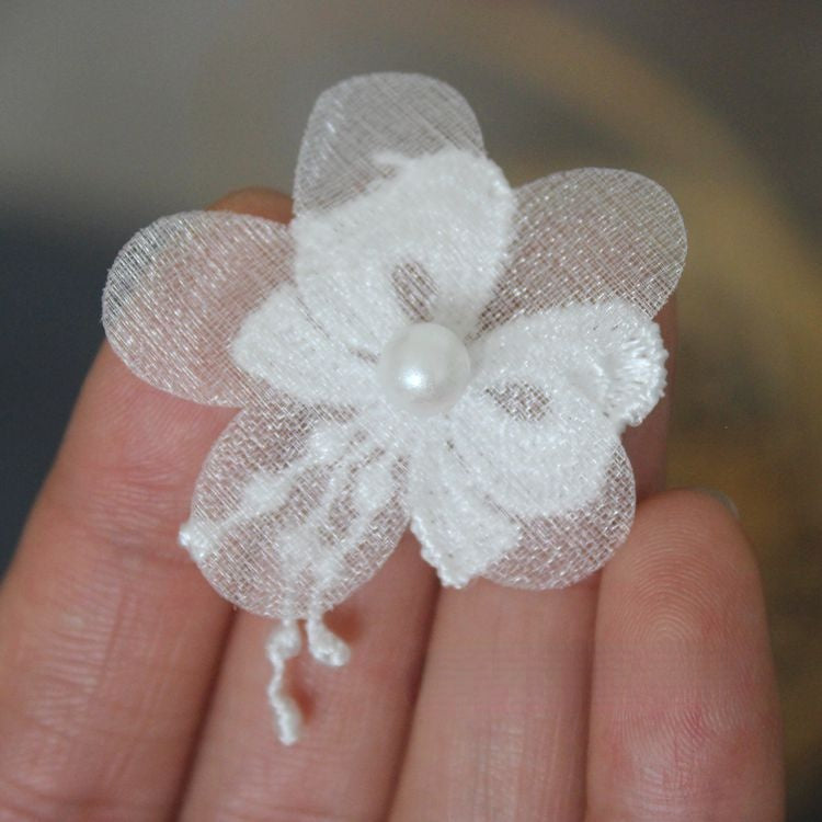 3D Beaded Lace Trim Single Flower BT0001-Lace Fabric Shop