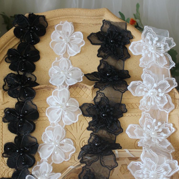 3D Beaded Wedding Lace Trim BT0002-Lace Fabric Shop