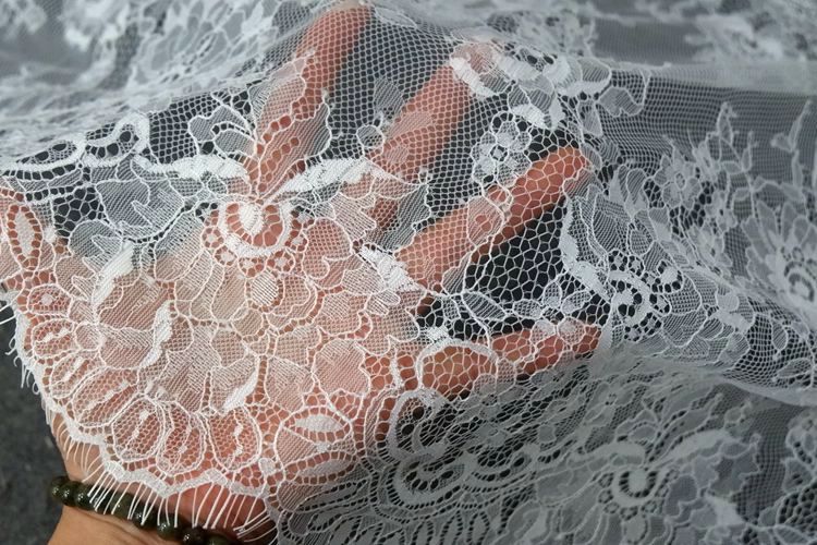 White Black Chantilly Lace Width 60 cm CHL0098-Lace Fabric Shop