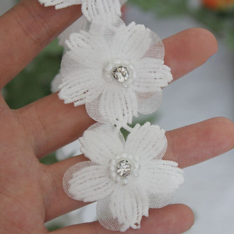 3D Beaded Bridal Decorative Lace Trim BT0004-Lace Fabric Shop