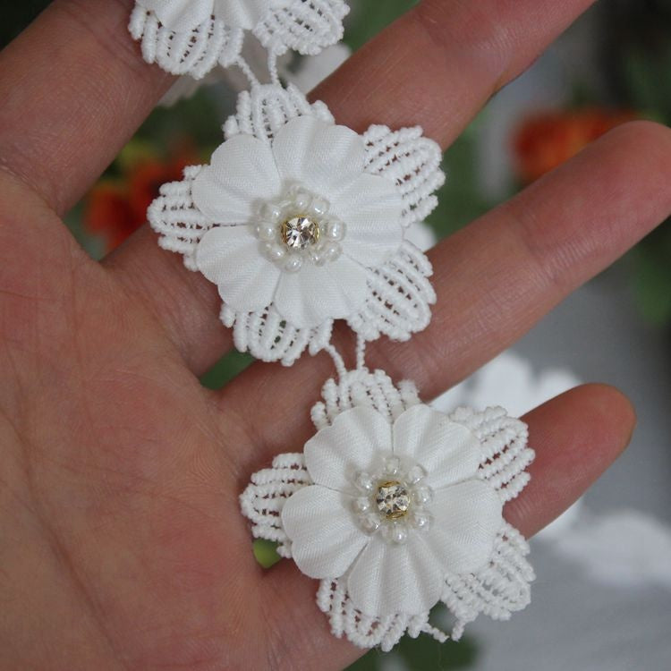 3D Beaded Bridal Decorative Lace Trim BT0004-Lace Fabric Shop