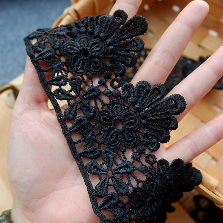 3D Black Neckline Lace Trim Materials LT0232-Lace Fabric Shop