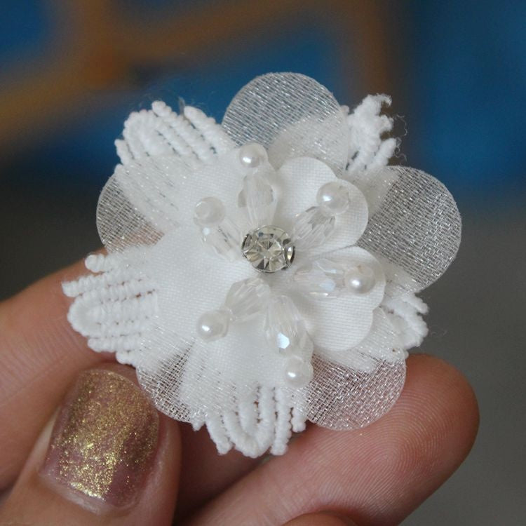 3D Beaded Lace Trim Single Flower BT0001-Lace Fabric Shop