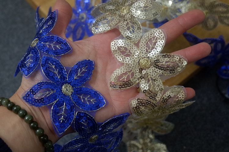 Sequins Beaded Floral Lace Trim BT0041-Lace Fabric Shop