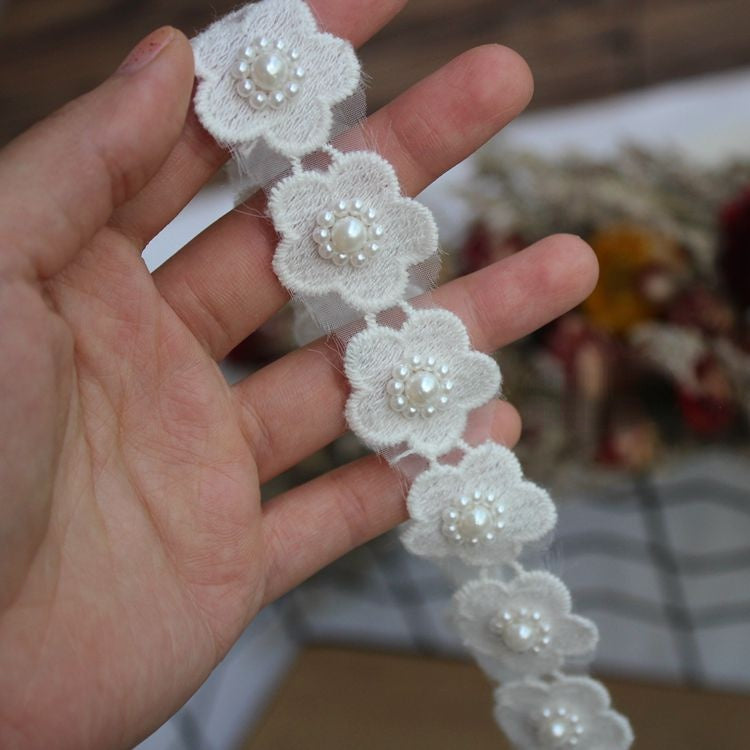 Beaded Floral Lace Trims Fabric BT0019-Lace Fabric Shop