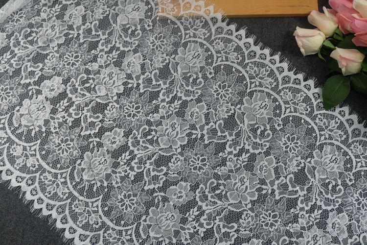 Wedding White Chantilly Lace Width 50 cm CHL0119-Lace Fabric Shop