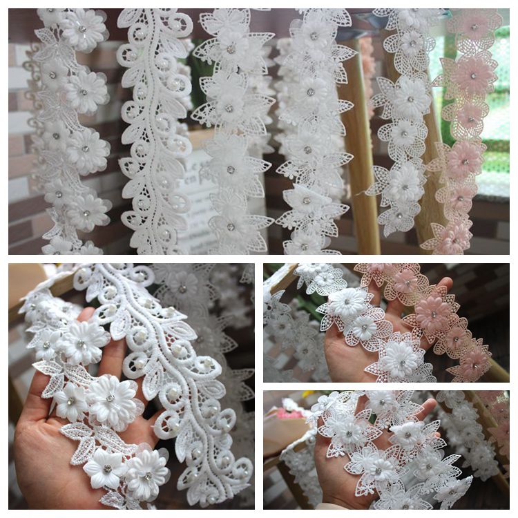 3D Beaded Flower Lace Trims Accessories BT0088-Lace Fabric Shop