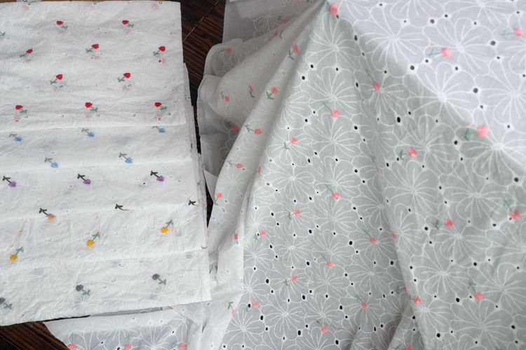 Wide Embroidery Eyelet Fabric Width 145 cm EF0077-Lace Fabric Shop