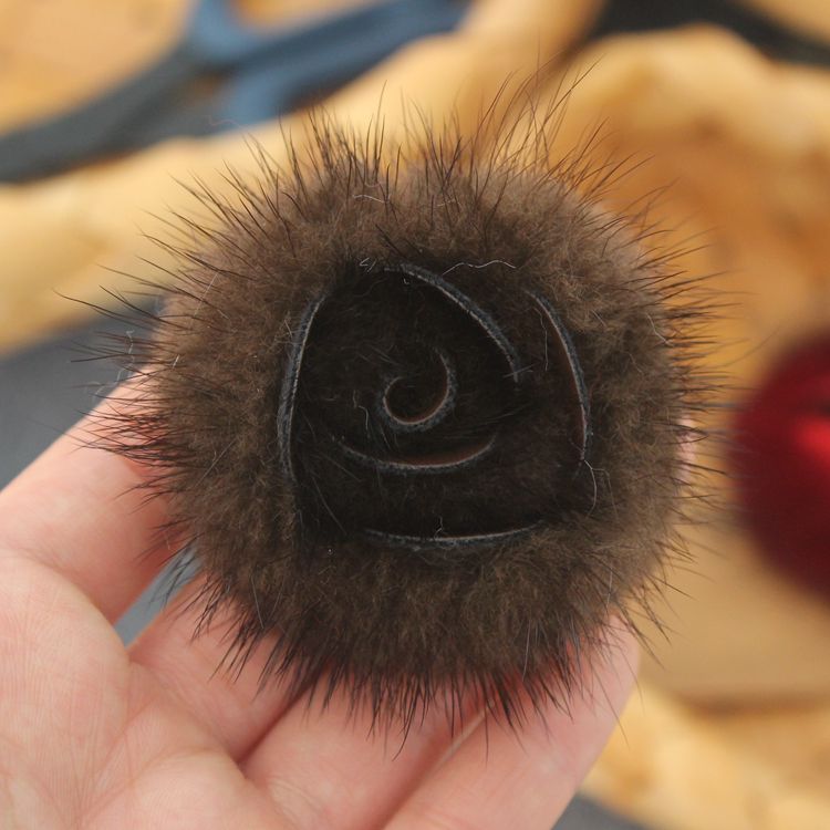 Colorful Fur Floral Brooch Decoration BA0107-Lace Fabric Shop