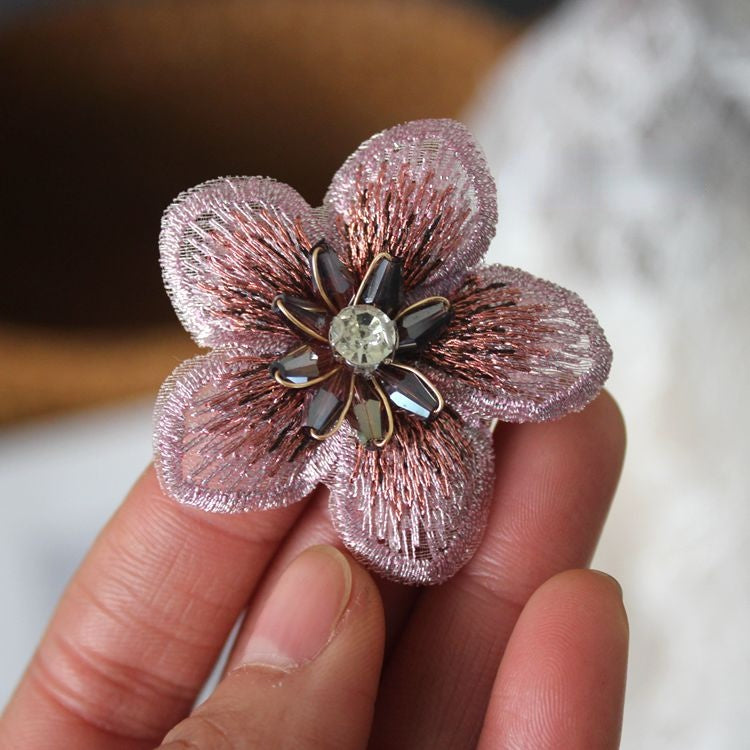 Embroidery Beaded Flower Headdress Material EA0030-Lace Fabric Shop