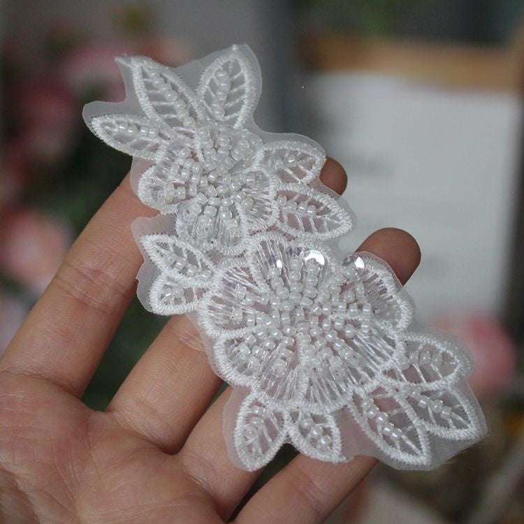 Beads Lace Trimming Single Flower BT0011-Lace Fabric Shop