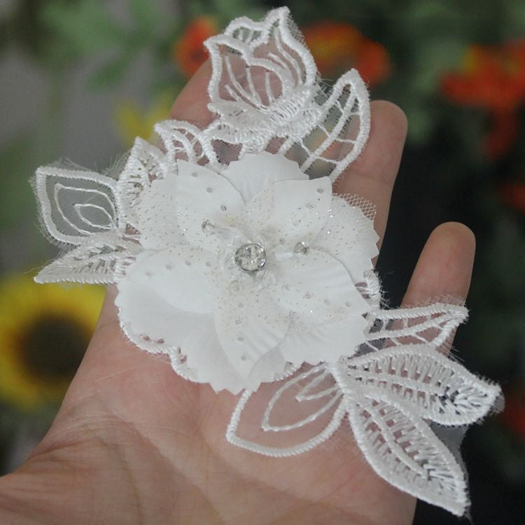 Beaded Floral Lace Trim Fabric BT0056-Lace Fabric Shop