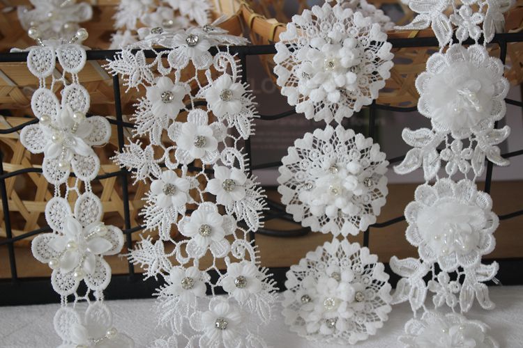 3D Beaded Floral Lace Trimming BT0053-Lace Fabric Shop