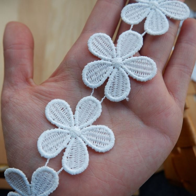 Dress Floral Trimming White Black Lace LT0230-Lace Fabric Shop