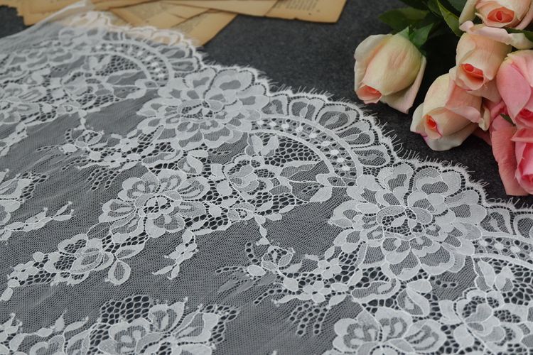 Wide White Chantilly Lace Width 50 cm CHL0118-Lace Fabric Shop