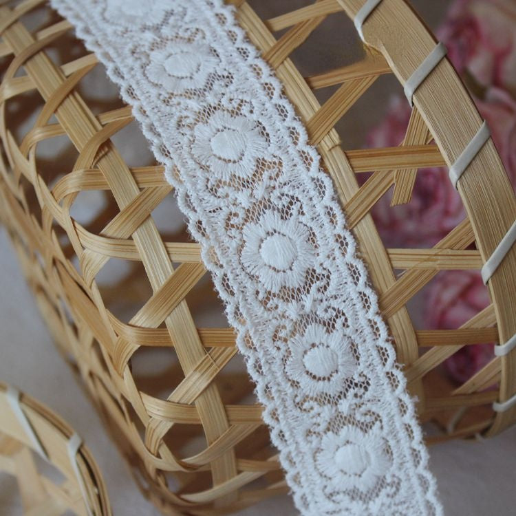 Embroidery White Tulle Lace Trim Width 4 cm LT0375-Lace Fabric Shop