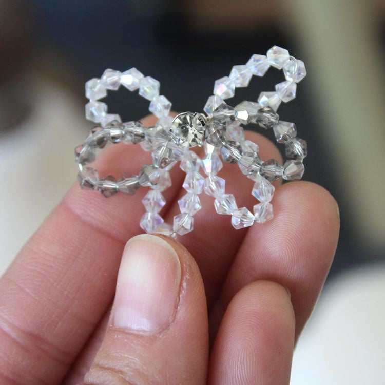 Beaded Bow Tie Headwear Brooch Material BA0122-Lace Fabric Shop