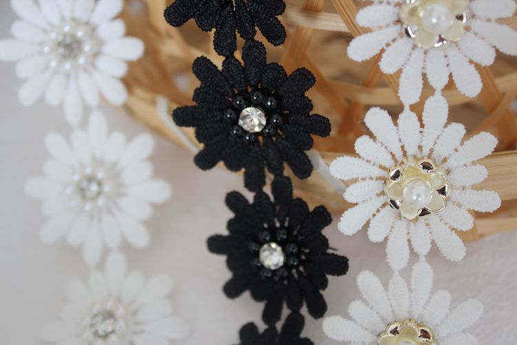 Pearl Beaded Floral Lace Trim Fabrics BT0034-Lace Fabric Shop