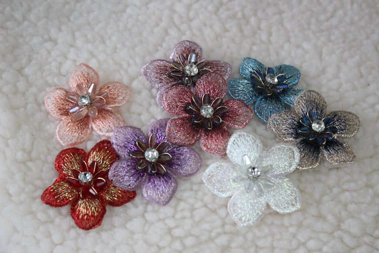 Embroidery Beaded Flower Headdress Material EA0030-Lace Fabric Shop