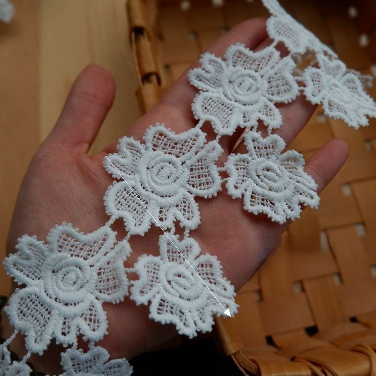 Rose Lace Trim Fabric Wedding Material LT0225-Lace Fabric Shop