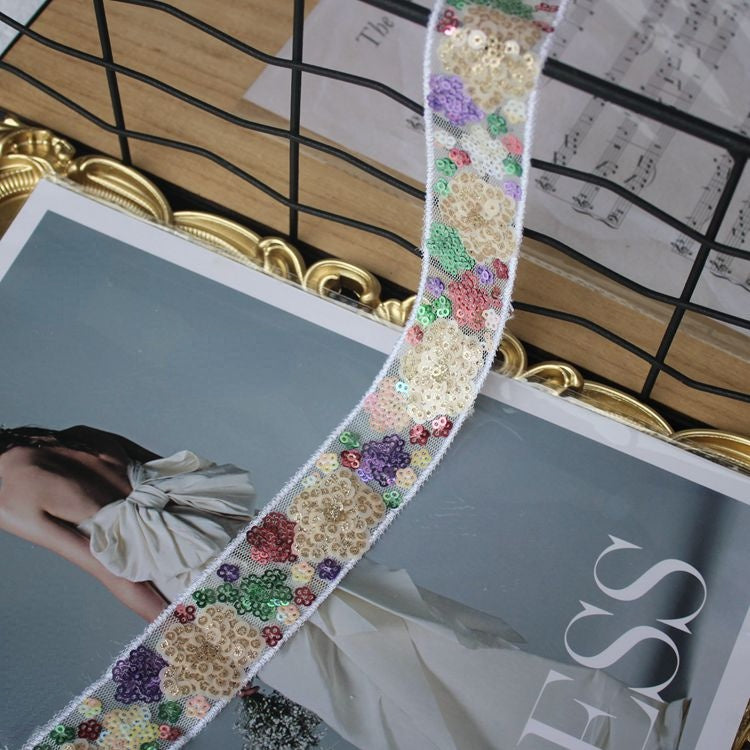 Luxury Gold Sequins Beaded Lace Trim BT0076-Lace Fabric Shop