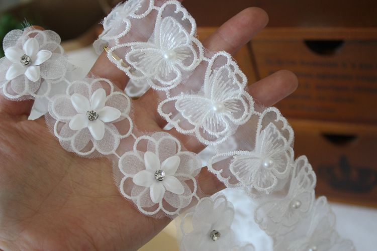 Beaded Lace Trim Floral Wedding Decoration BT0115-Lace Fabric Shop