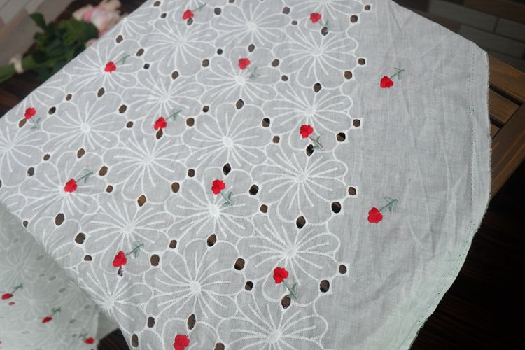 Wide Embroidery Eyelet Fabric Width 145 cm EF0077-Lace Fabric Shop