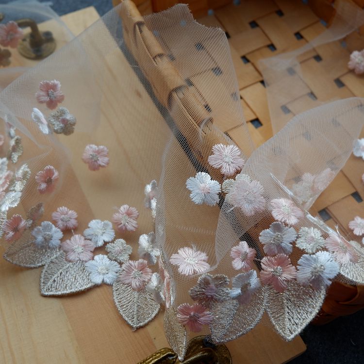 Embroidery Tulle Width 17 cm TF0032-Lace Fabric Shop