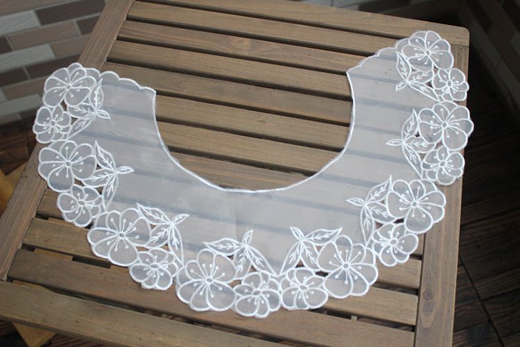 Embroidery Organza Collar Eyelet Fabric EF0071-Lace Fabric Shop