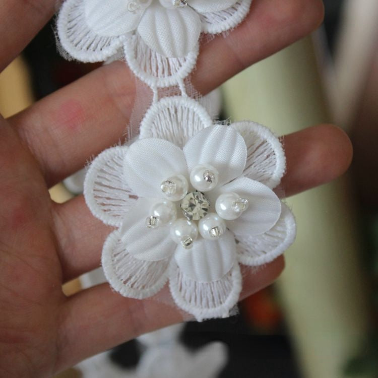 Luxury Embroidery Beaded Lace Trim Floral BT0116-Lace Fabric Shop