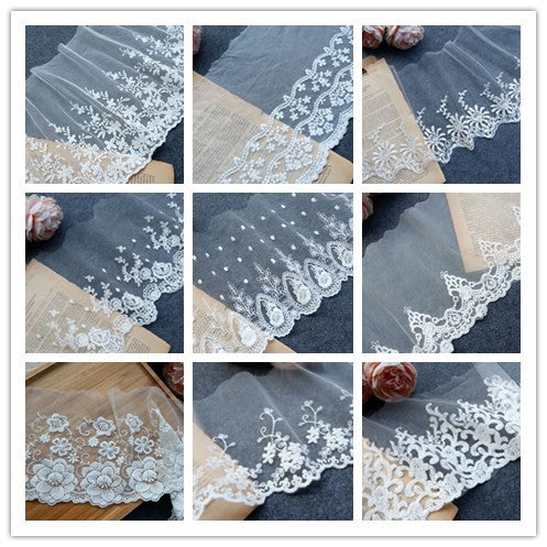 Embroidery Tulle Width 13-20 cm TF0005-Lace Fabric Shop